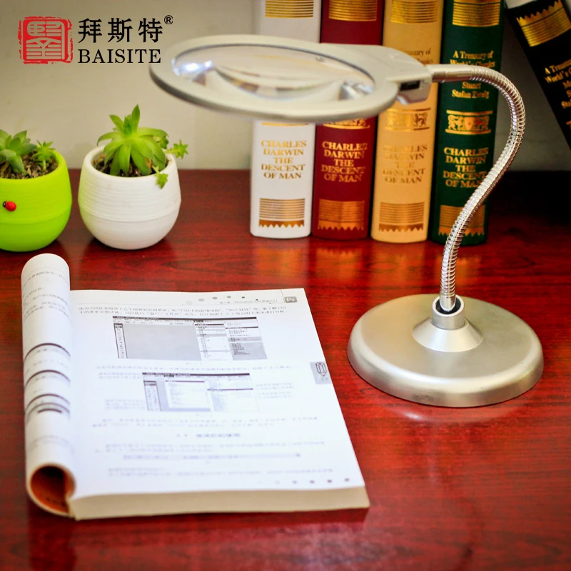 

Desktop magnifying mirror belt LEDlamp 10 times 20 times old person reading electronic inspection clock mobile phone maintenance