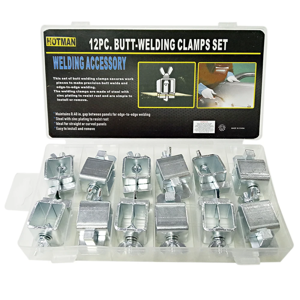 

Hot 12Pcs Butt Welding Clamps Auto Body Car Body Metal Sheet Plate Butt Joint Welding Soldering Clamp Sheet Metal Locator Adjust