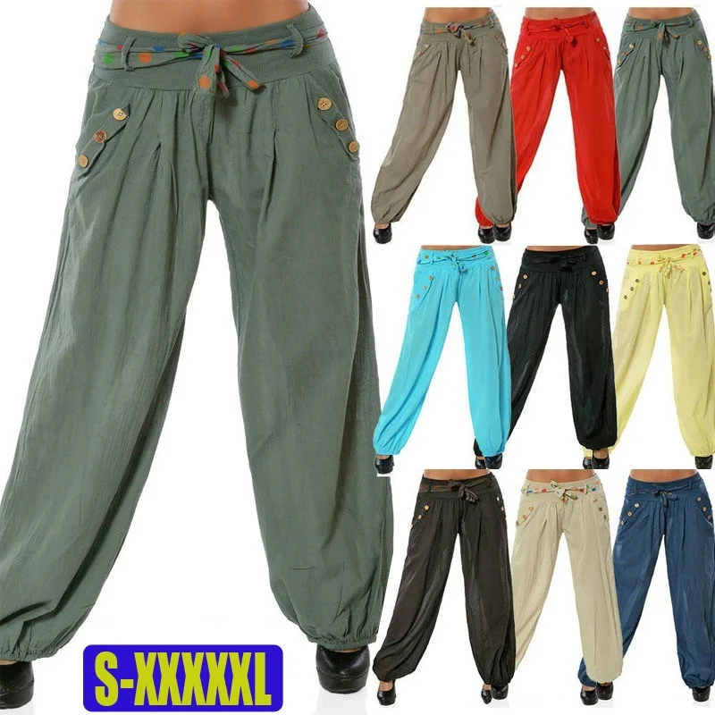 ZOGAA Women's Trouser Solid Color Casual Loose Pant Loose Slim Fit Baggy Harem Pants Flare Pants Wide Leg Pants Plus Size 5xl