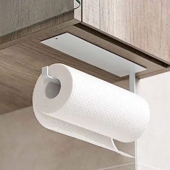 

1pc Shelf Under Cabinet Paper Roll Rack Towel Holder Tissue Hanger Rack Nail-free Cabinet Shelf Sundries Accessories Hot Sale
