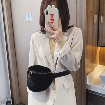 

Women Plush Rabbit Fanny Pack Waist Bag Fashion Winter Casual Chest Bag Female Belt Bum Purse Street Shoulder Bag 2019 #40