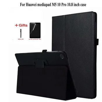

Litchi PU Leather Case for Huawei MediaPad M5 10 Pro Tablet Cover for Huawei MediaPad M5 10.8 CRM-AL09 CRM-W09 Case+film+pen