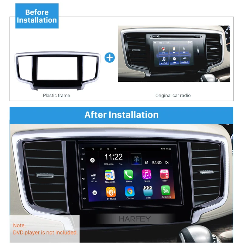 Harfey авто радио фасции отделка 2Din Navi рамка крепление для Honda Odyssey 2014 приборной