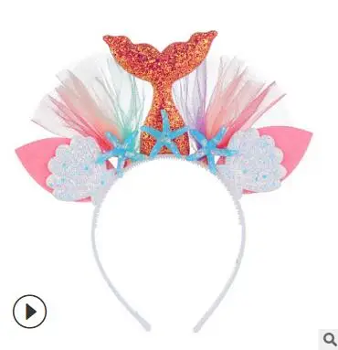 7 50 шт./лот DIY мульти оболочка в виде русалки тканевые повязки на голову простые Мультяшные марлевые резинки для волос с цветами Инструменты для укладки аксессуары HA656 - Цвет: 7