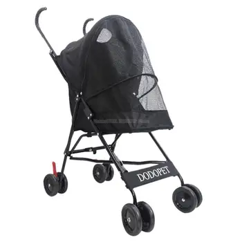 

Foldable Pet Stroller Portable Dog Cat Trolley with Large Mesh Window Breathable Pet Carrier Aluminum Frame 10kg Bearing