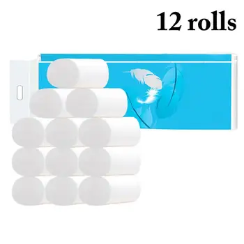 

12 Rolls Toilet Paper Roll Silky Absorbent 4-Layer Tissue Paper Hand Paper Towel Household Rolling Paper
