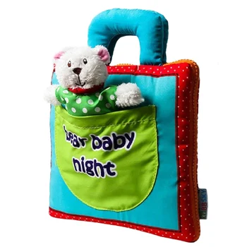 

Educational Baby Toys Bear Baby Sleep Night Infant Kids Early Development 3D Style Cloth Books Learning Unfolding Activity Book