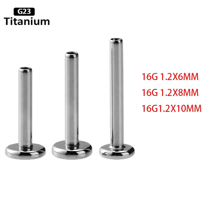 10ps F136 Titanium Piercing Lobe Internal Thread Stud Ear Lip Nipple