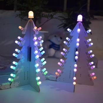 

2020 New Christmas Gift DIY Acrylic 3D LED Full Color Changing Christmas Tree Electronic Learning Kit With acrylic