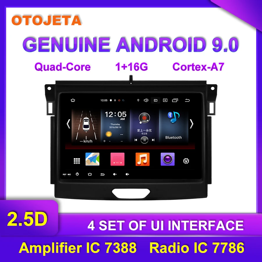 

OTOJETA Android 9.0 Player Smart Car Multimedia Radio For 2016 Ford RANGER GPS USB Bluetooth Navigation full touch tape recorder