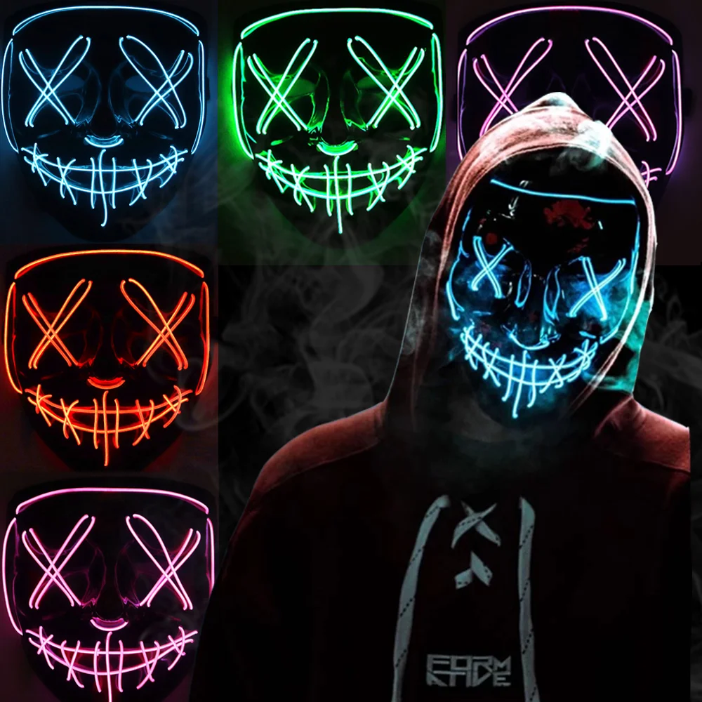 Halloween LED Light Masks,Christmas Carnival Costume Party Glow Mask Cosplay 