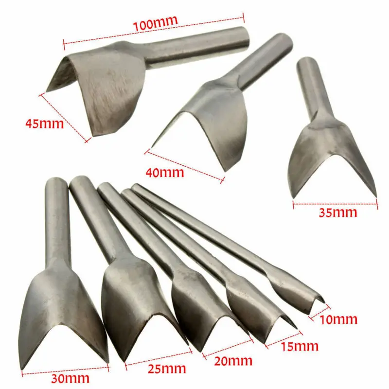 Leather tools leather craft tool kit leather craft tools leather craft tool leather punches eyelets punching tools V-shape leather DIY punching handwork tool belt round fillet shaped punch tail cut steel leather DIY cutting 10-45mm