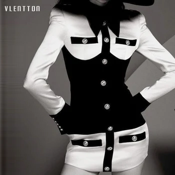 

High Quality Autumn Satin Splice Sexy Bodycon Shirt Mini Dress Women Long Sleeve Lion Button Party Pencil Dresses Female Vestido