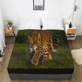 

3D Fitted Sheet Bed Mattress Fitted Cover Custom Design Bed Linens Sheets Bedsheet 210x210 Animal Leopards Printed Bedding