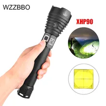 Torche puissante portable 300000 LM XHP90, Zoom lampe de poche LED, affichage de puissance, Rechargeable par USB, 18650 26650