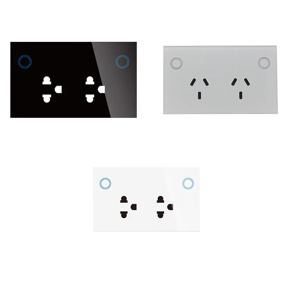 

Touch Double GPO Glass Panel Power Point Wall Outlet Socket Switch 10AMP mobile phone control socket