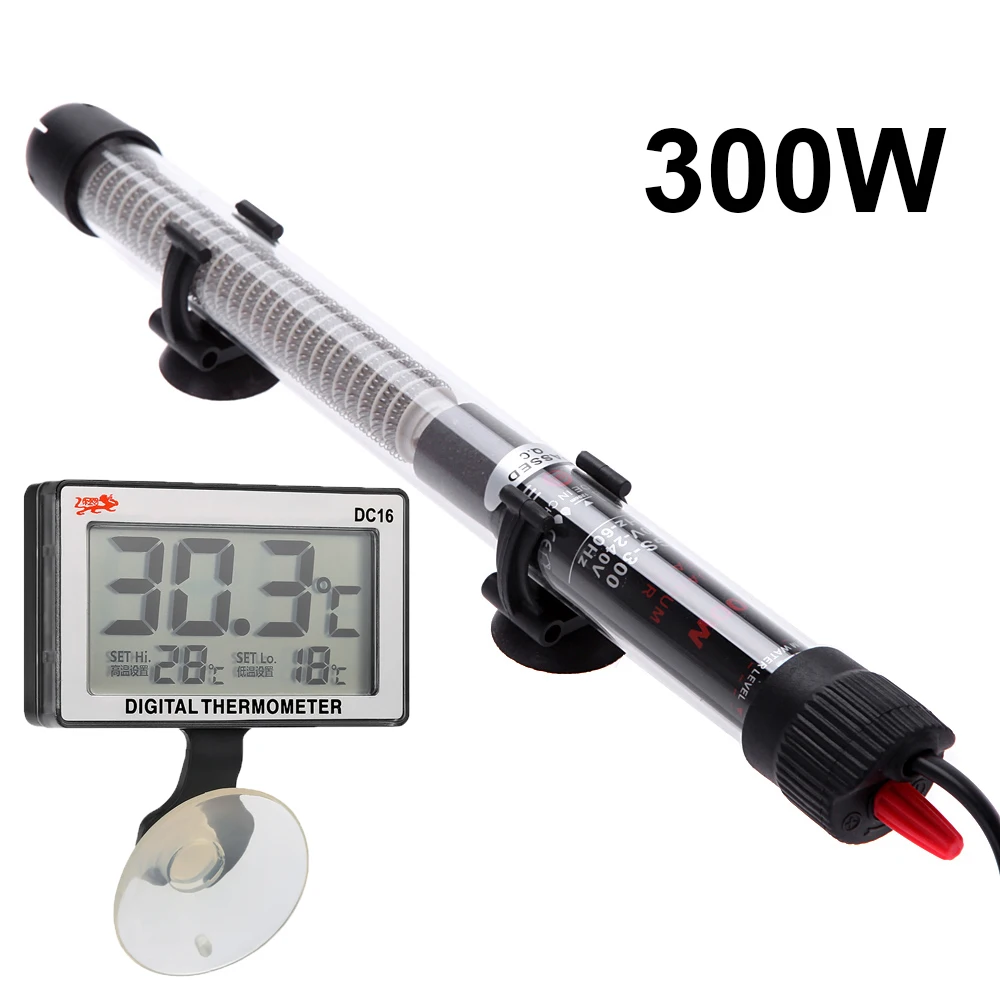 300W Мини-нагреватель для аквариума 20-34c 100 Вт погружной нагревательный стержень для аквариума 220-240 В аквариумный термометр аксессуары для аквариума - Цвет: 300W