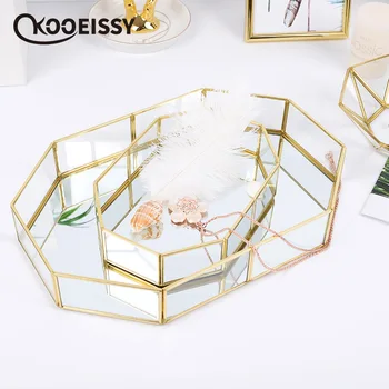 

Geometric Desktop Storage Decorative Plate Jewelry Necklace Dessert Storage Tray Simplicity Style Home Organizer Display Home