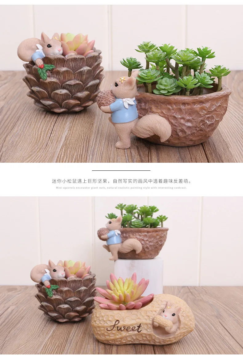 Creative Resin Succulent Plant Pots Mini Flower Pot Decorative Desktop Flowerpot Fairy Garden Home Garden Decoration (14)