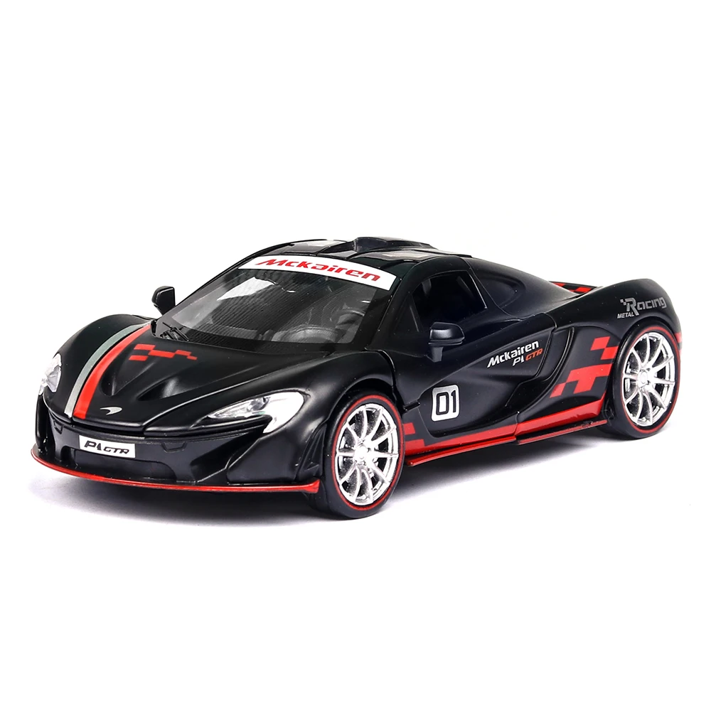 Литая 1:32 mlaren p1 Игрушечная модель автомобиля из сплава, игрушечный звуковой светильник, оттягивающийся назад игрушечный автомобиль, детские игрушки, модель грузовика, горячее колесо, Модель vw, Томас - Цвет: Black no box S