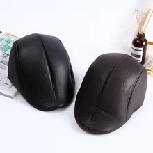 Мужской кожаный берет, полиуретановая шапка для осени и зимы, Мужской и Женский Повседневный светильник, плоская кожаная шляпа, уличная Солнечная шляпка для отдыха