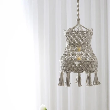 

Wall Tapestry Lampshade Decoration Macrame Bohemia Handcraft Tassel Tapestry Background Wall Cafe Decor