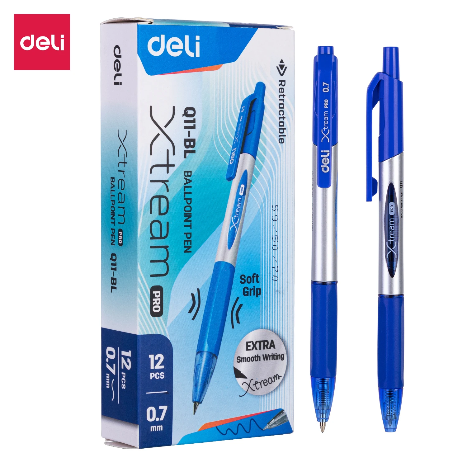Deli Ballpoint Pens Low Viscosity Ink Refill Signing 0.7mm Black Blue Office School Writing Tools Stationery Q10