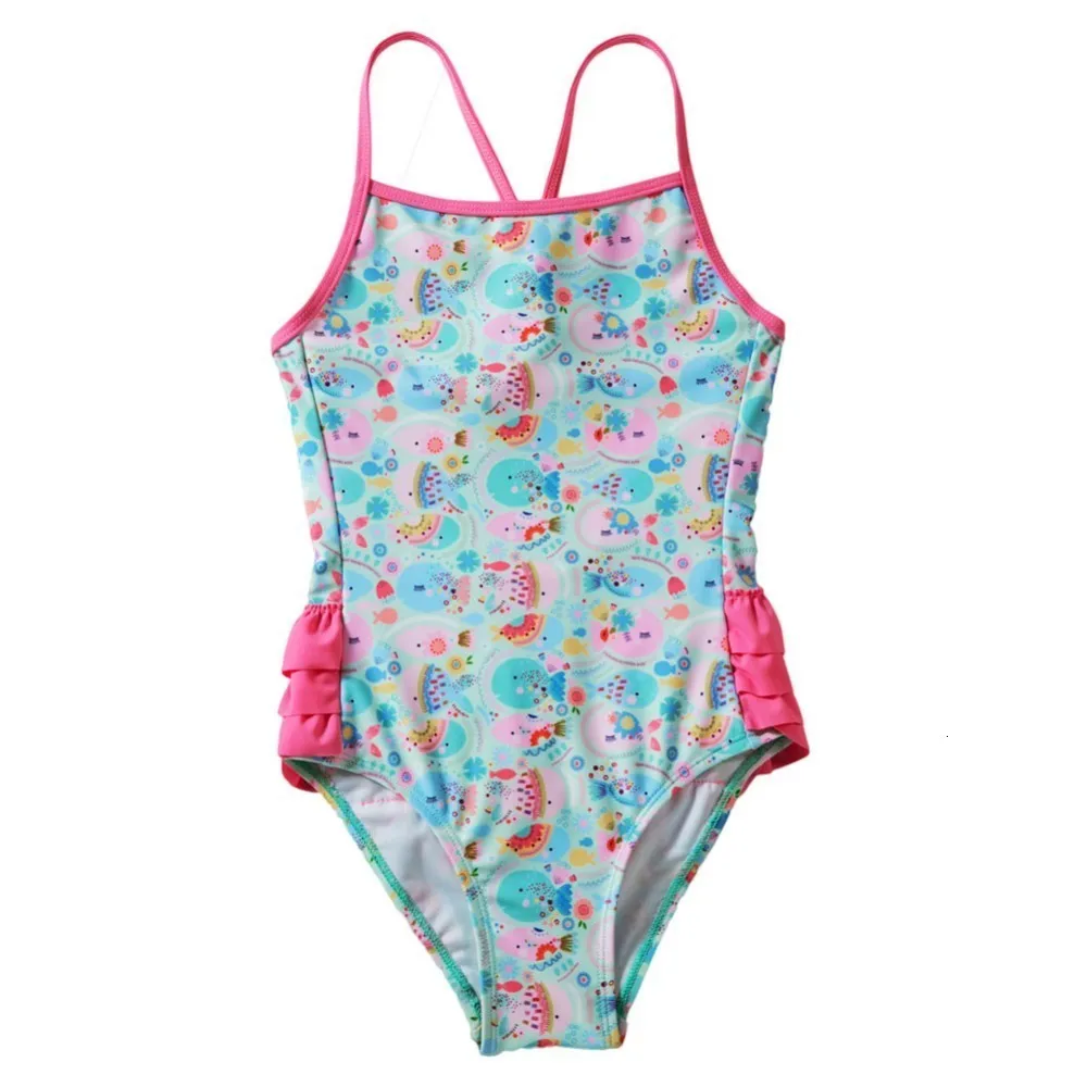 

2019 One Piece Swimwear Little Girl's Cartoon Fish Kids Swimsuit Ruffles Bathing Suit Children Swim Wear Monokini Bandeau Bikini
