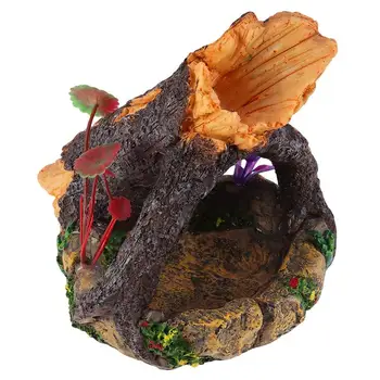 

1pc Fish Tank Decoration Aquarium Simulation Flocking Resin Root Turtle Basin Climbing Feeding Plate Landscape Ornament