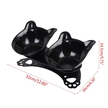 

Dog Double Bowls with Raised Stand Pet Food Water Feeder 15° Tilted Container B85C