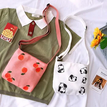 

Japanese literature and art small fresh canvas bag girl Mori fruit pattern single shoulder student cute crossbody bag female