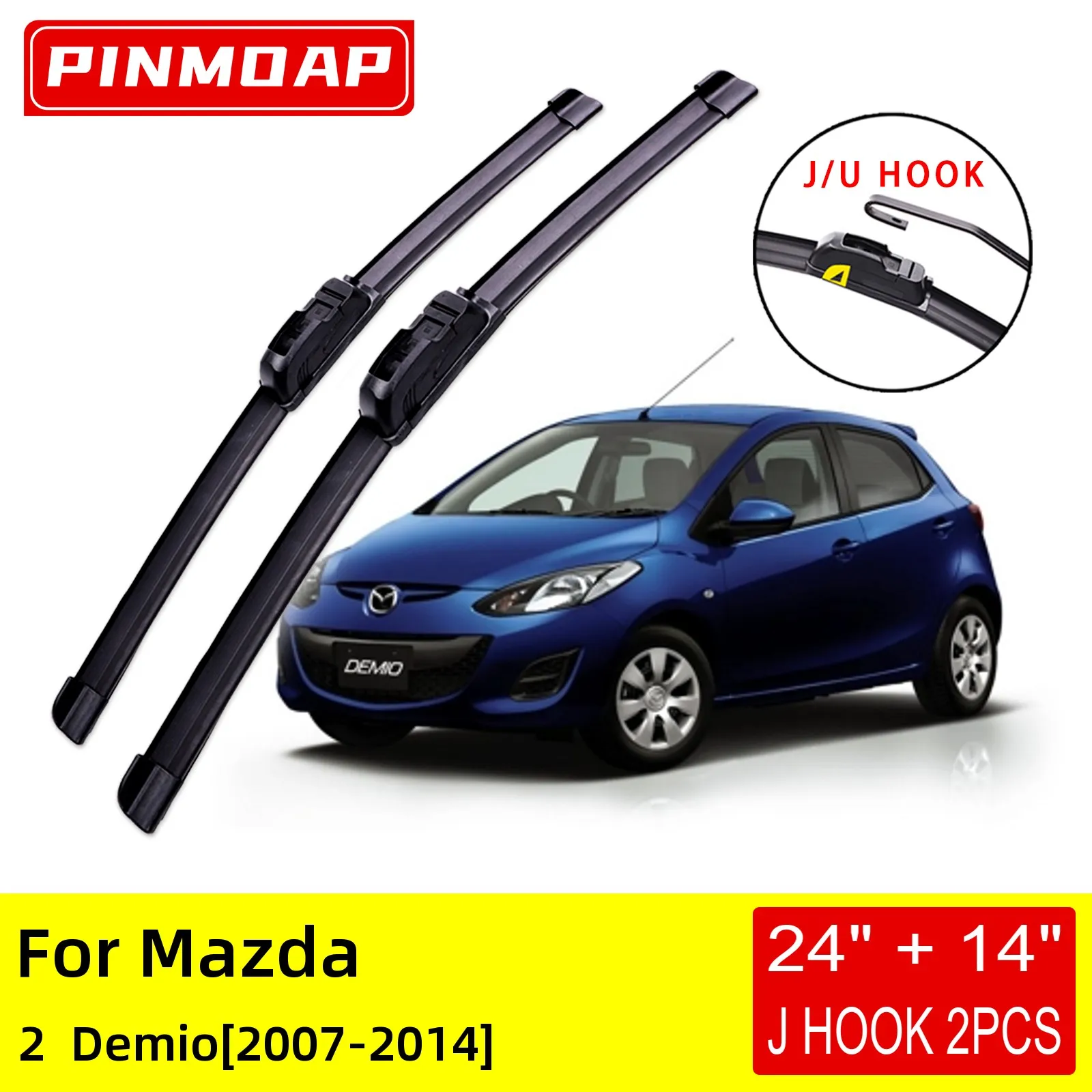 

For Mazda 2 Demio 2007 2008 2009 2010 2011 2012 2013 2014 Front Wiper Blades Brushes Cutter Accessories U J Hook