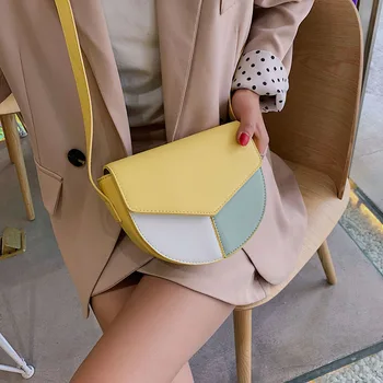 

Splice colouring saddle bag women's bag new fashion personality Korean East Gate texture tide