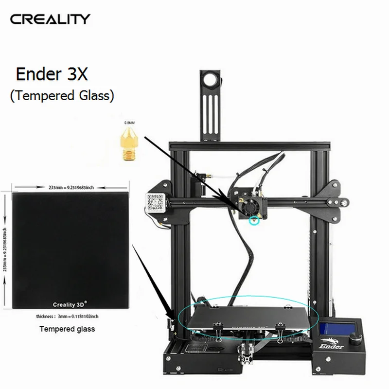 Новая мода Creality DIY 3d принтер Ender-3X с 3 насадками/PLA/Силиконовые Экономичные наборы V-Slot Prusa I3