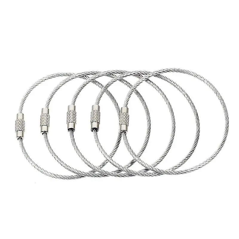 20-Pack-Silver Ultra Tough Stainless Steel String Wire Luggage Tags Loop Key Rings