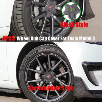 

For Tesla Model 3 17-20 Carbon Fiber Black Wheel Center Hub Cap Cover Center Rim Cap 4PCS