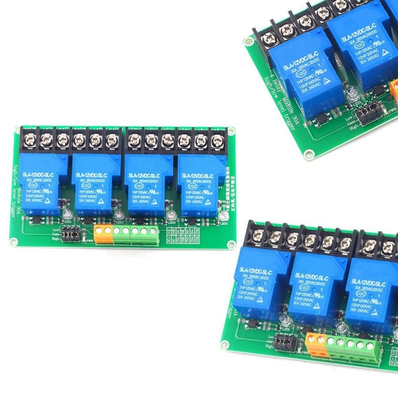 USA 4-Channel DC 12 VDC 30A Relay Board Module Optocoupler Isolation High/Low 