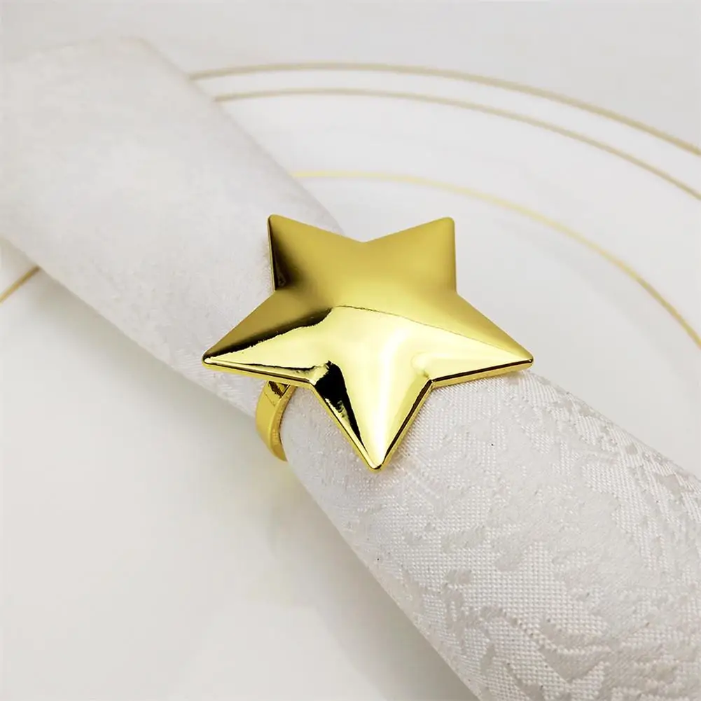 1cp изысканное кольцо для салфеток металлическое покрытие кольцо для салфеток модное пентаграмма Пряжка для салфеток Отель Свадебная вечеринка украшения стола