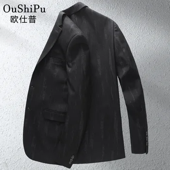 

2020 Autumn and Winter Leisure Suit Male Stripes Knitted Elasticity MEN'S Business Suit Korean-style Slim Fit Suit MEN'S Coat