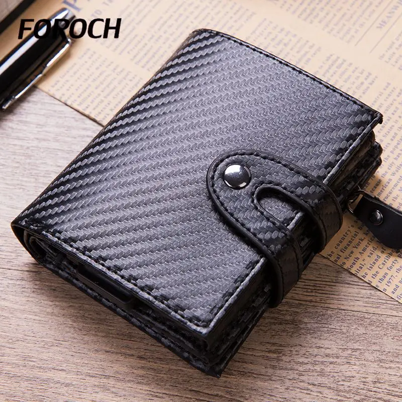 

New Leather Card Wallet Men Card Holder Aluminum ID Card holder 679 RFID Blocking Magic Cardholder Automatic Credit Card Holder