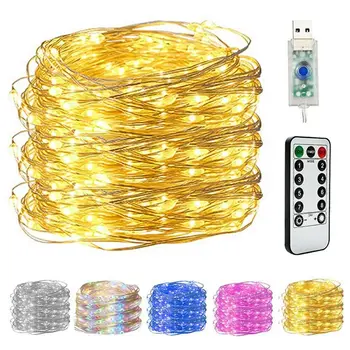 

20m 200 LED Fairy String Lights Copper Wire USB Lamp Christmas Garland String Lamps with Remote Control for Wedding Decoration