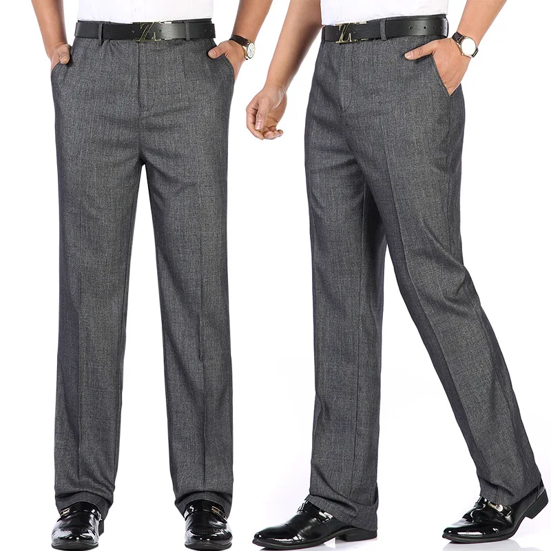 

Spring Clothing New Style MEN'S Wear Long Pants Large Size Loose-Fit High-waisted Straight-leg Pants Middle-aged Men Business Ca