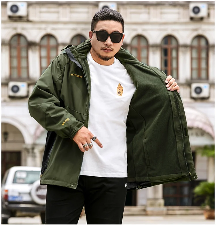 Новинка плюс размер 8XL 7XL мужская зимняя флисовая куртка 2 шт. уличная спортивная ветровка Рыбалка Туризм Кемпинг Лыжная брендовая куртка