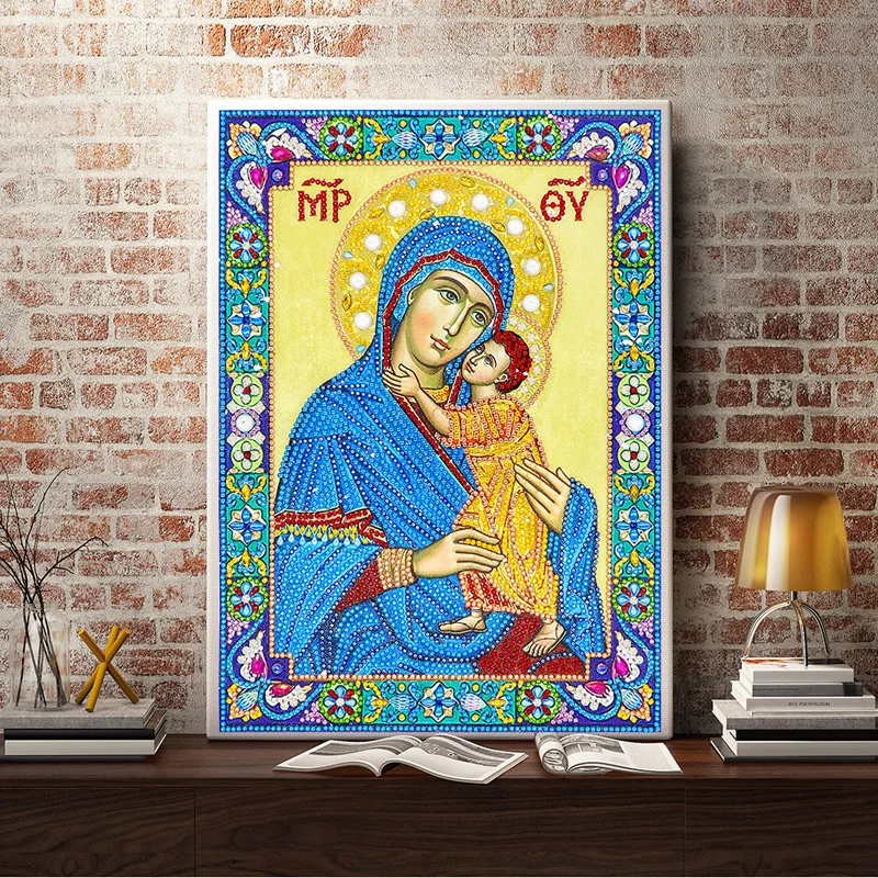DIY 5D Diamond Mosaic Icon Speical Religion Diamond Embroidery Painting Big Bead Pearl Crystal Glass Sale (9)