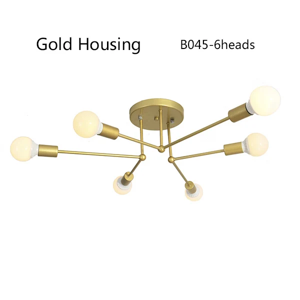 Стабильное качество, светодиодный потолочный светильник с 4 головками/6 головками/8 головками, потолочное освещение, подвесные светильники для гостиной - Цвет корпуса: B045-6heads-gold