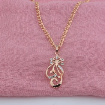 

FJ Women 585 Rose Gold Color Weaving White Cubic Zircon Pendant Optional Necklace
