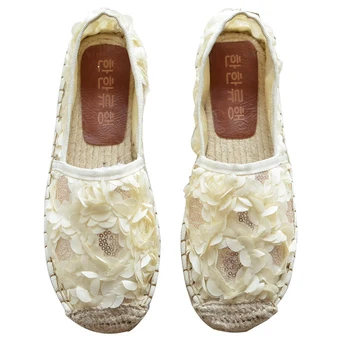 

New lace breathable Mori retro fisherman shoes hollow single shoes women's mesh handmade flat shoes