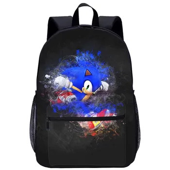 

Sonic the Hedgehog Backpack Book Bag Cartoon Anime Print Kids Travel Backpack Large Capacity 1-6th Grade Kid's Student Backpack