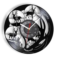 Wildlife Deer Hunting Vinyl Record Wall Clock Nature Animal Hunter Watch Modern Silent Clock Mancave Forest Club Wall Home Decor 1