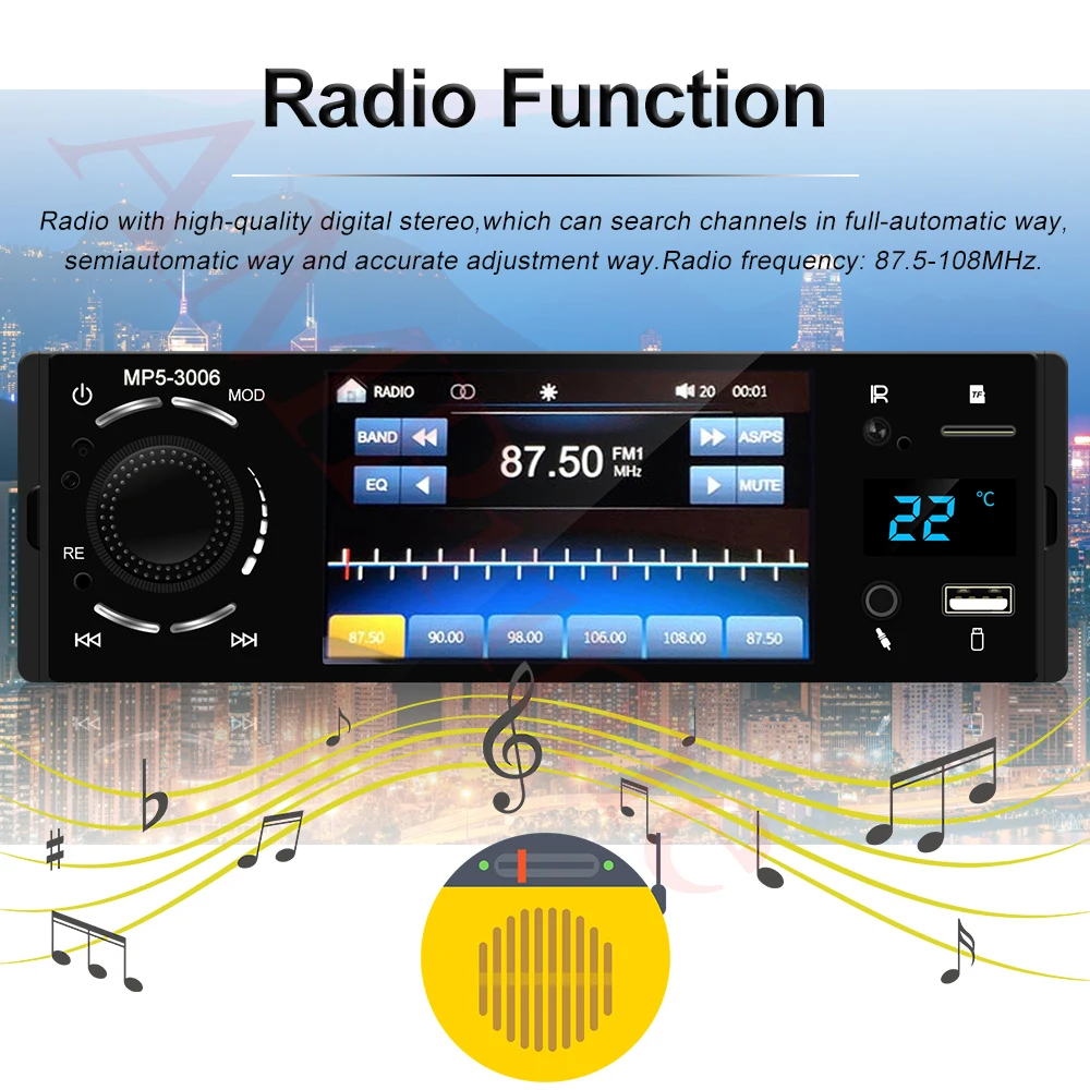 AMPrime авто радио автомобиля 1din 4," сенсорный экран Аудио mirrorlink Android стерео Bluetooth Камера заднего вида usb плеер Aux